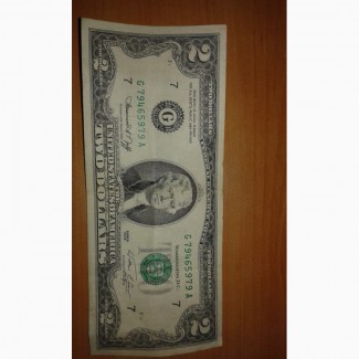 Очень редкая банкнота 2 доллара США. Эмиссия 1976 года