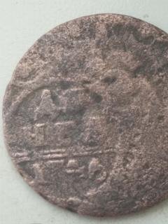 Фото 5. Монета деньга 1746 г., двойной удар штампа, соударение, два орла