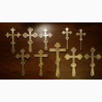 Коллекция из десяти старинных напрестольных крестов. Серебро 84 пробы. Россия, XIX век