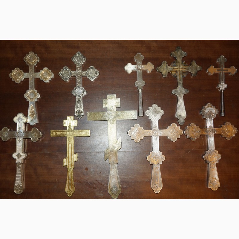 Фото 12. Коллекция из десяти старинных напрестольных крестов. Серебро 84 пробы. Россия, XIX век