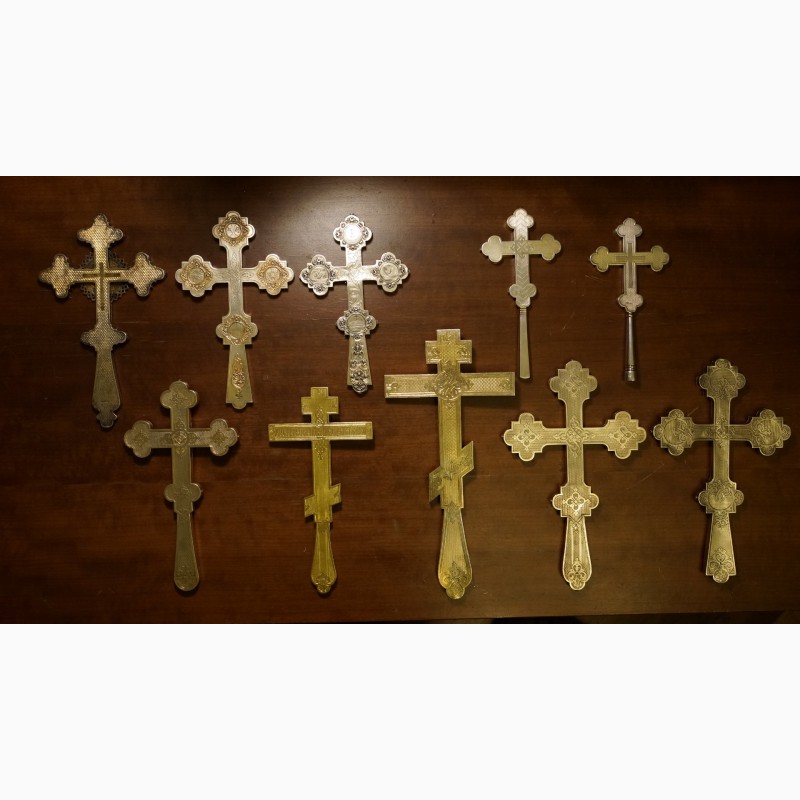 Фото 8. Коллекция из десяти старинных напрестольных крестов. Серебро 84 пробы. Россия, XIX век