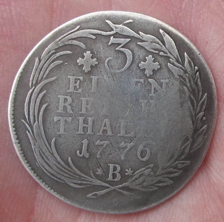 Фото 2. Серебряная монета 3 талера, 1776 год