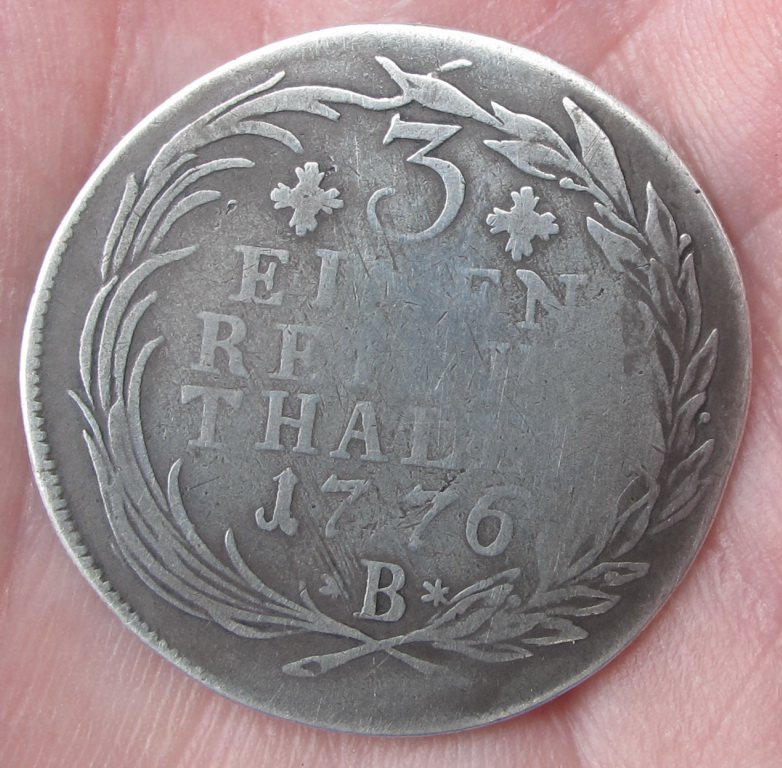 Фото 6. Серебряная монета 3 талера, 1776 год