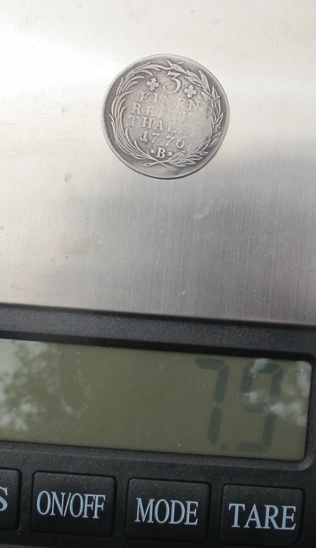 Фото 7. Серебряная монета 3 талера, 1776 год