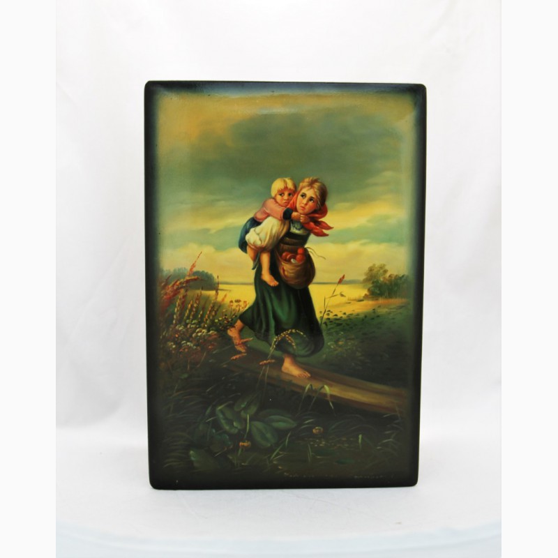 Фото 2. Продается Лаковая шкатулка Дети бегущие от грозы. Федоскино 1944 год