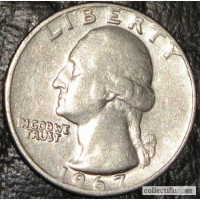 Монета Liberty quarter dollar 1967