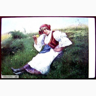 Редкая открытка. Типажи. Венгерская девушка, 1916 год