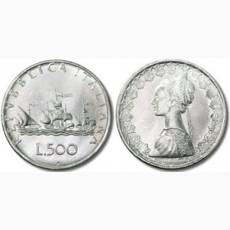 4 монетв Италии в тч серебро Корабли Колумба