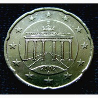Монета 20 евро центов 2002 год