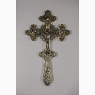 Старинный напрестольный крест большого размера. Серебро «84». Москва, начало 1900-х гг