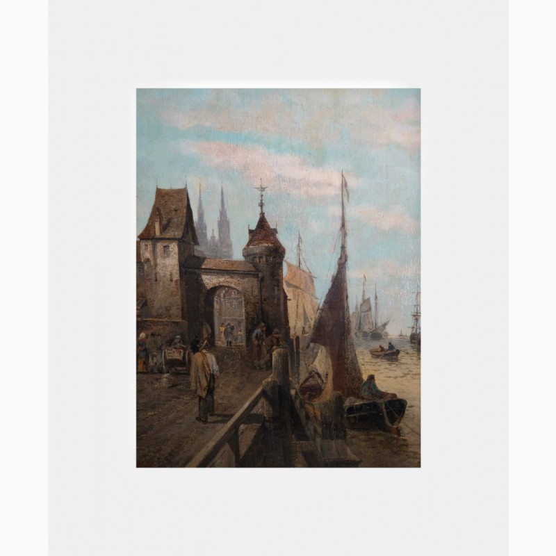 Фото 3. Продается Картина Старый порт Роттердама F.Dumont. Конец XIX века