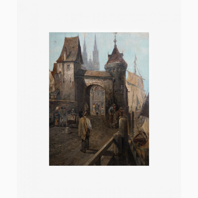 Фото 4. Продается Картина Старый порт Роттердама F.Dumont. Конец XIX века