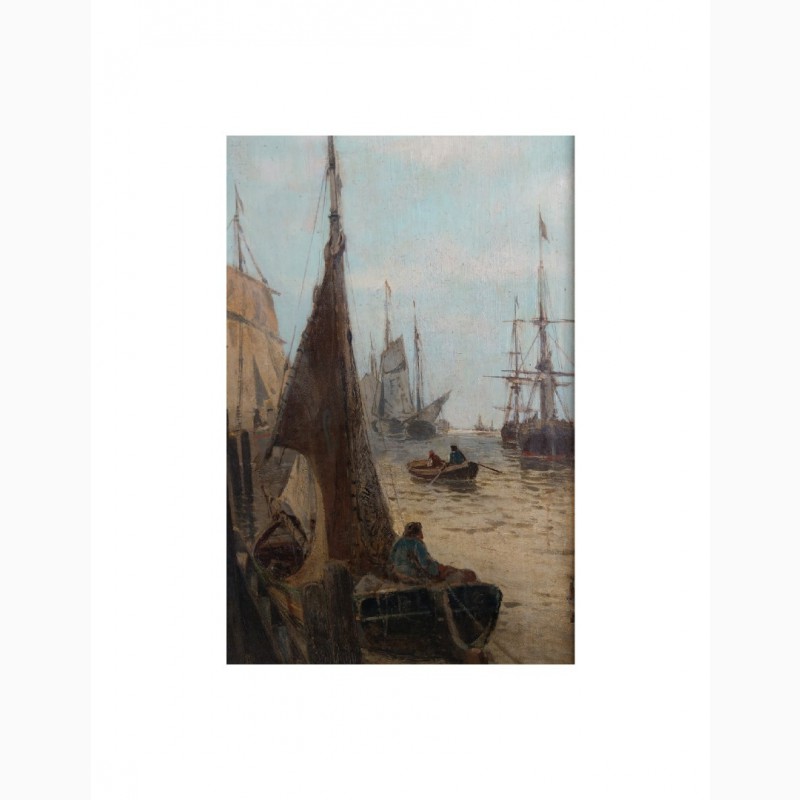 Фото 5. Продается Картина Старый порт Роттердама F.Dumont. Конец XIX века