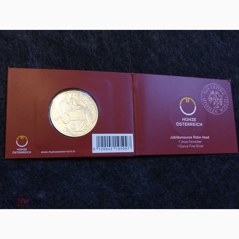 Фото 3. Австрия 1, 5 евро 2019 Робин Гуд 825 лет монетному двору в Вене СЕРЕБРО