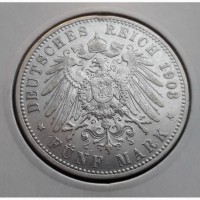 Германия, Пруссия, 5 марок, 1903А, Серебро, XF