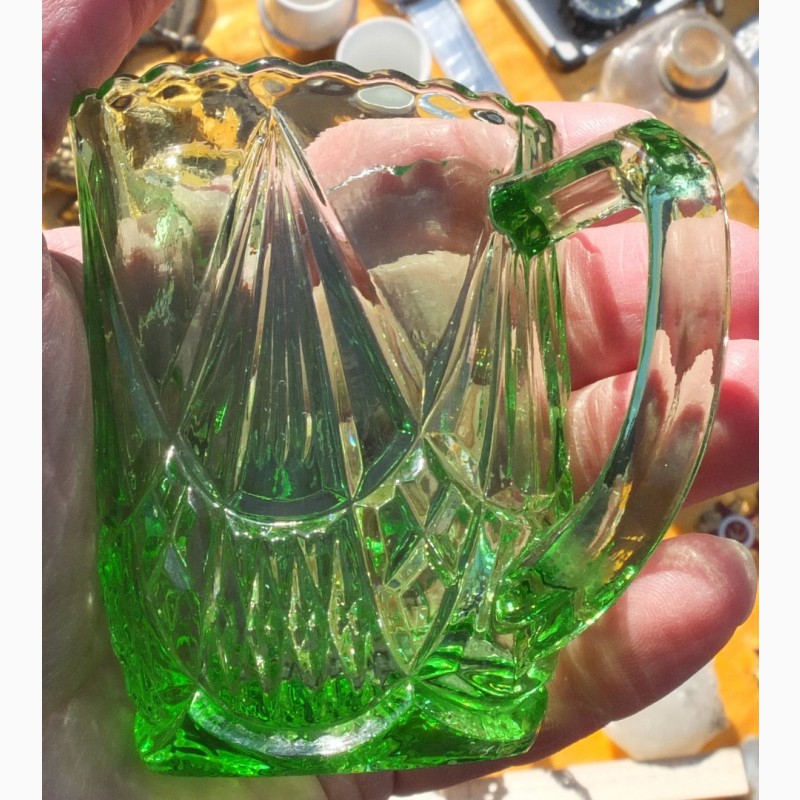 Фото 10. Стеклянный сливочник, урановое стекло, царская Россия редкий коллекционный