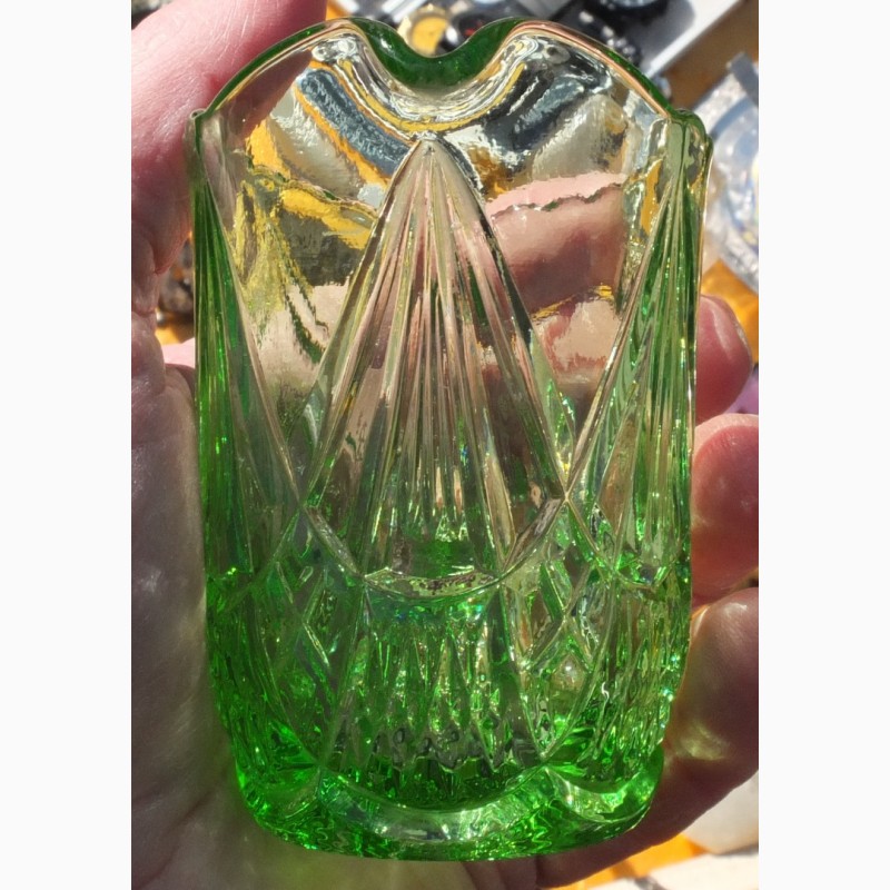 Фото 6. Стеклянный сливочник, урановое стекло, царская Россия редкий коллекционный