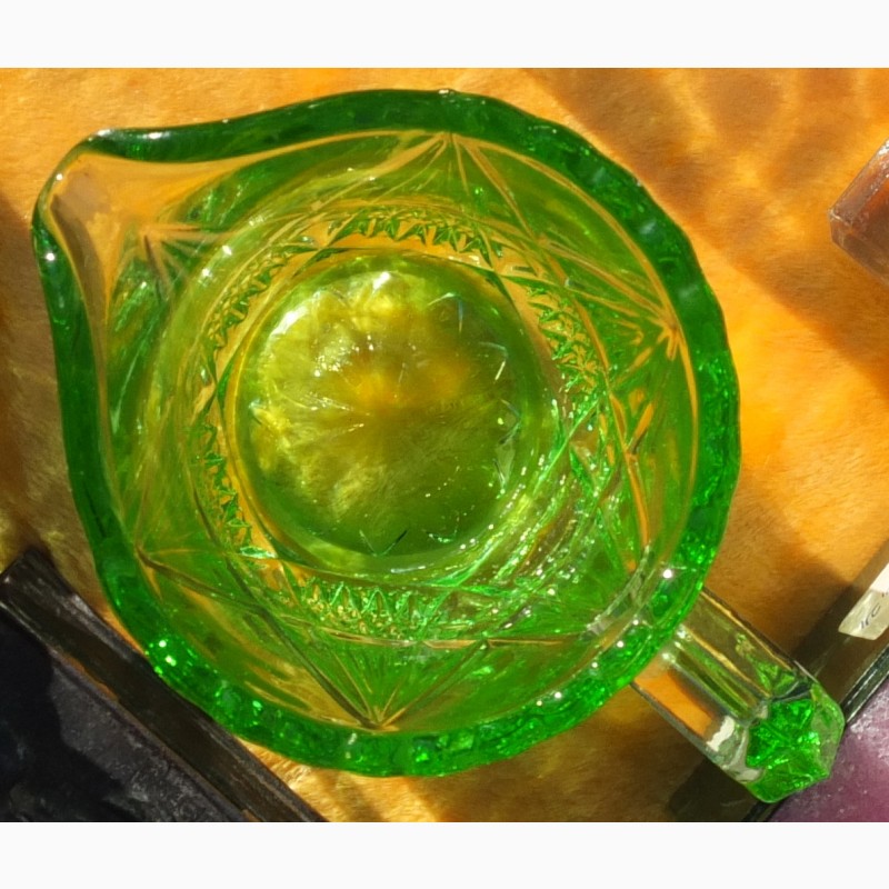 Фото 7. Стеклянный сливочник, урановое стекло, царская Россия редкий коллекционный