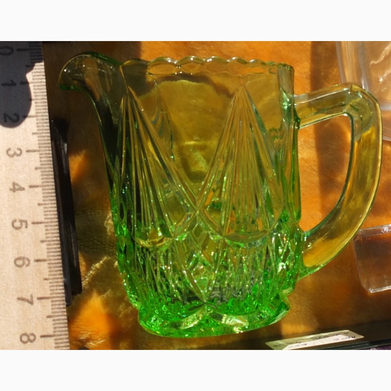 Фото 8. Стеклянный сливочник, урановое стекло, царская Россия редкий коллекционный