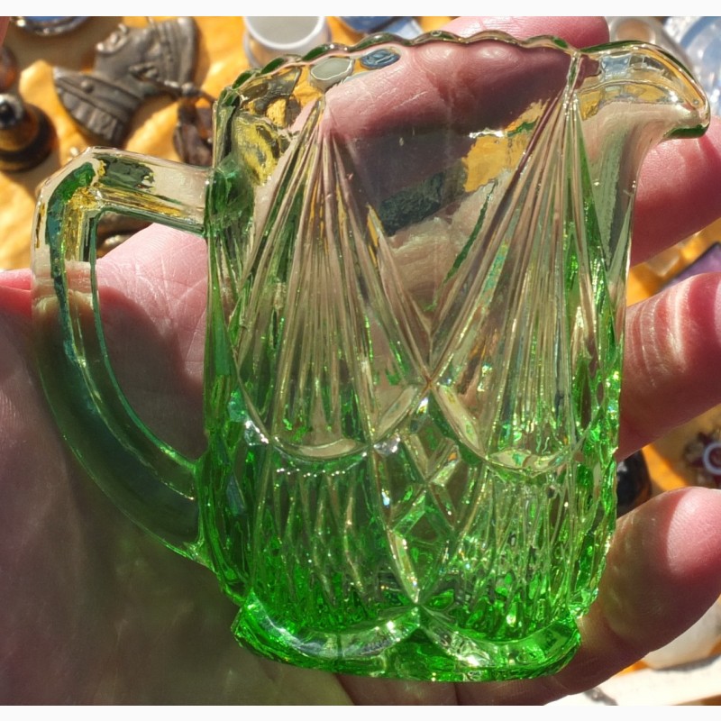 Фото 9. Стеклянный сливочник, урановое стекло, царская Россия редкий коллекционный