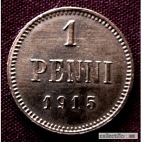 Редкая, медная монета 1 пенни 1915 год