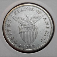 Филиппины (США), 1 Песо, 1907 S, Серебро, XF