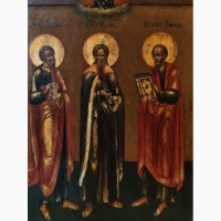 Продается Икона Св. ап. Петр, Св. пророк Илья, Св. ап. Павел конец XIX века