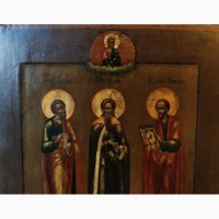 Продается Икона Св. ап. Петр, Св. пророк Илья, Св. ап. Павел конец XIX века