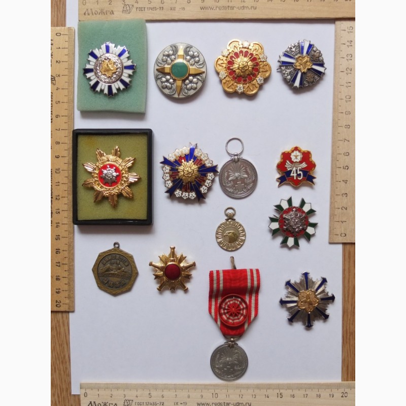 Ордена Япония пожарным и Красный Крест, тяжелый металл, серебро, эмали, коллекция