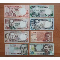 Колумбия, сет из 14-ти банкнот, 1973-2012, UNC