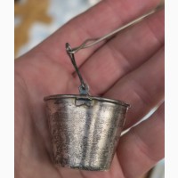 Серебряное чайное ситечко в форме ведерка, серебро 875 проба