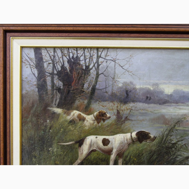Фото 2. Продается Картина Сеттеры охотящиеся на утку. Eugène Petit (1839-1886 гг.)