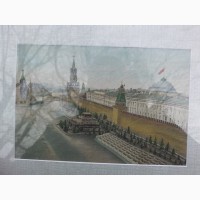 Ручная вышивка на китайском шелке Московский Кремль, 1950е годы, Китай, ручная работа