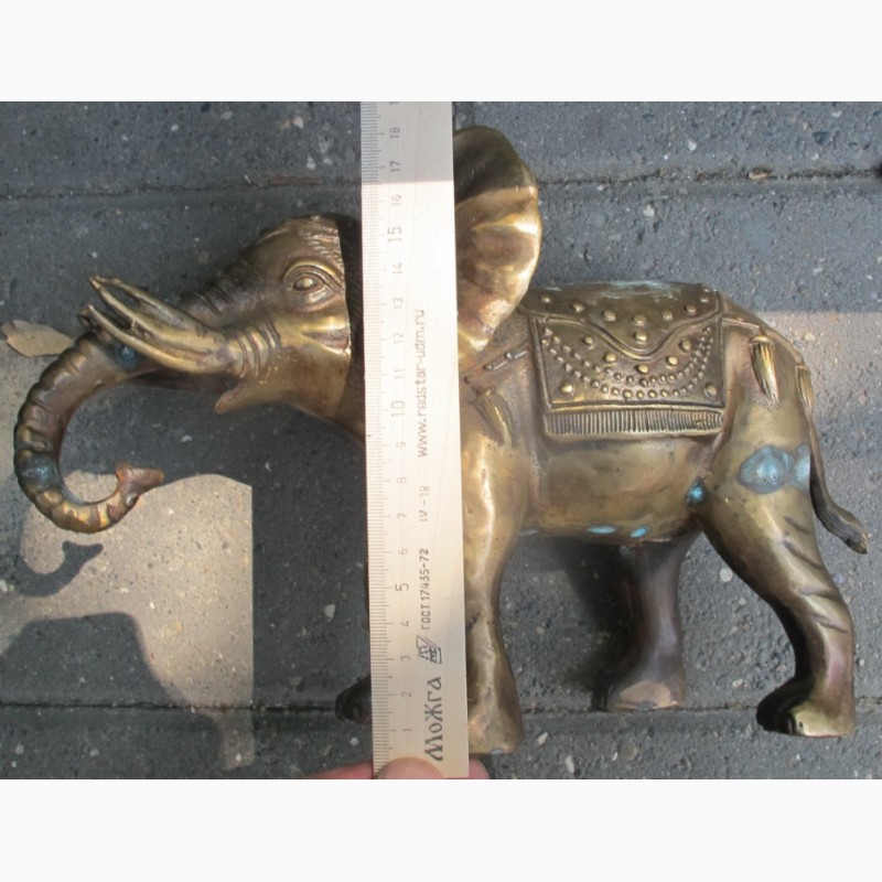 Фото 3. Бронзовая статуэтка Слон, старинная