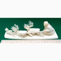 Скульптурная композиция упряжка с оленями, собакой и чукчей