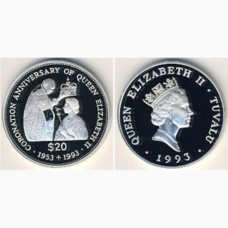 Монета сеебряная коронации Елизаветы2 - 40лет