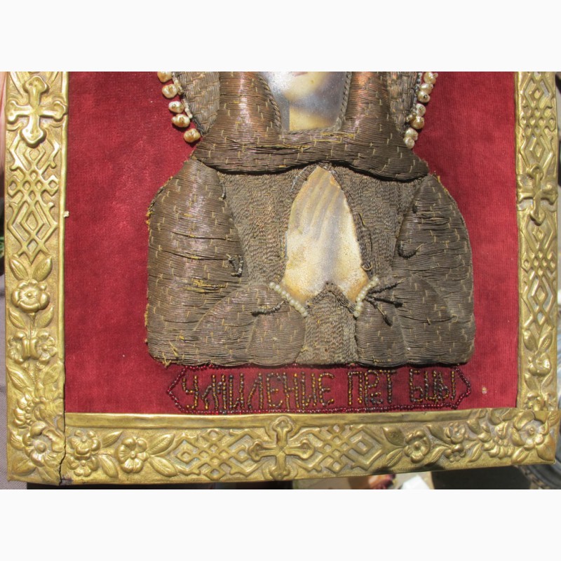 Фото 5. Икона Умиление, серебряная нить, бисер, 19 век