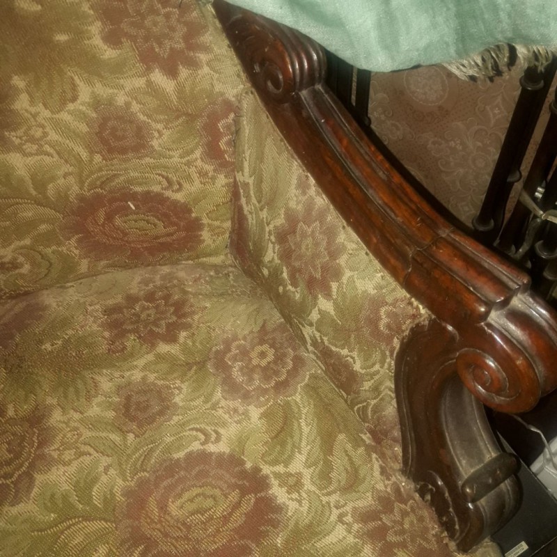 Фото 3. Антикварный диван. Ампир. Орех. Резьба. Российская империя. До 1850г