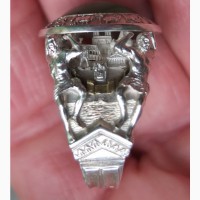 Серебряный перстень Чудо Чудное и Диво, серебро 925 проба, нефрит