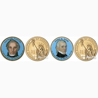 Продам две цветные монеты американские президенты