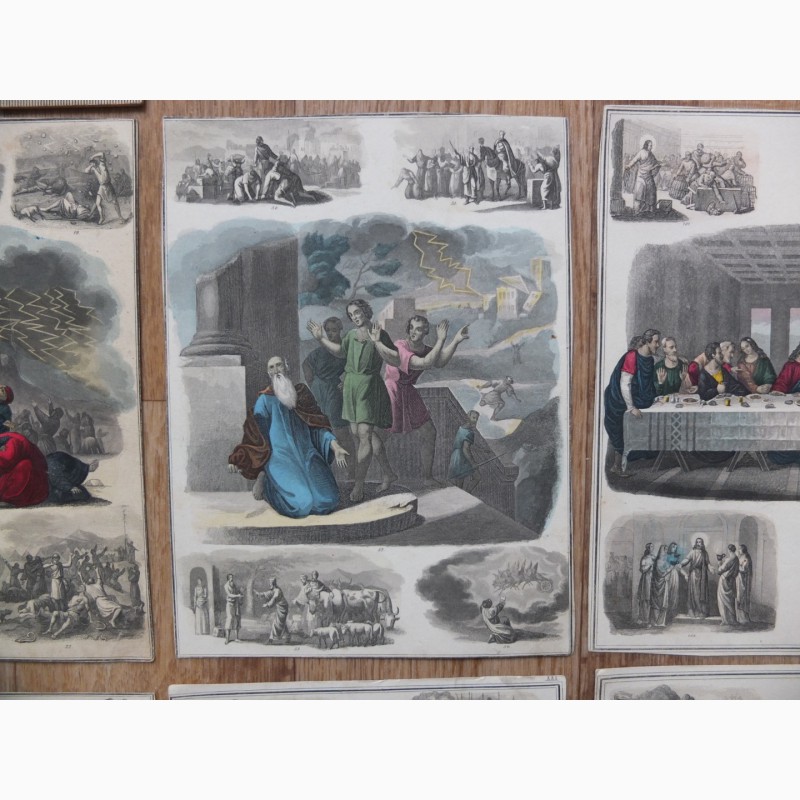 Фото 7. Гравюры ручная раскраска, начало 19 века, Европа, 24 гравюры