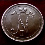 Редкая, медная монета 10 пенни 1916 год