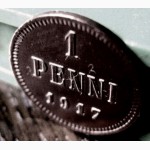 Редкая медная монета 1 пенни 1917 года