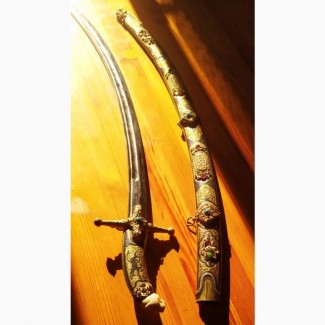 Шамшир, серебро, эмали, кость, Кубачи, 1970е годы, клинок раздвоенный Зуль - Факар