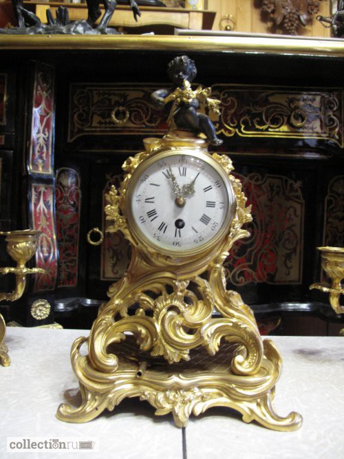 Фото 2. Старинные каминные часы с канделябрами, миниатюрные. Франция
