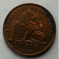 Старая бельгийская монета 2 сантима 1919г продам