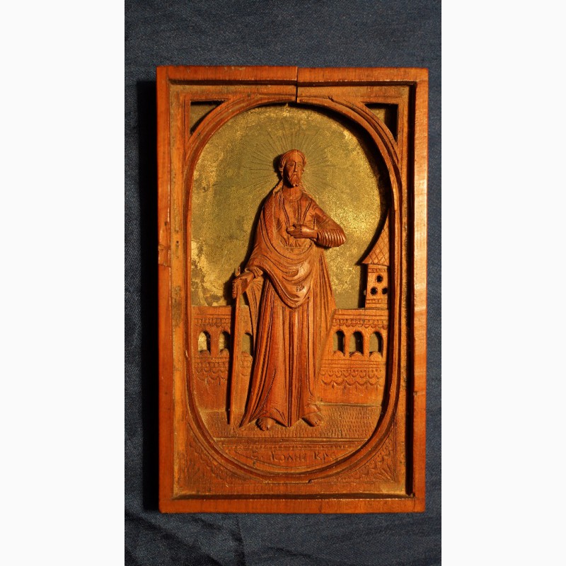 Фото 3. Старинная резная икона с изображением св.Крестителя Господня Иоанна. Русский Север, XVIII