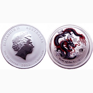 Монета Австралии - цветной дракон