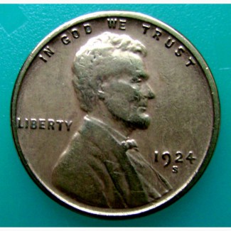 Редкая монета США 1 цент 1924 года