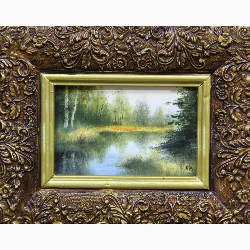 Фото 2. Продается Картина-миниатюра Лесное озеро. Крюков 1994 год